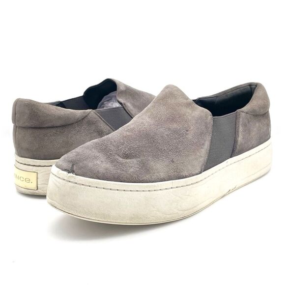 Vince Warren Suede Platform Slip-On Sneakers Warm Gray Size 9.5 - Picture 16 of 16